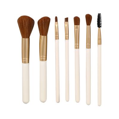 China Angular Blush Makeup Newbie Softness Peach Contour Foundation Flexible Eyeshadow Daily Use Makeup Brush 7Piece With Case for sale