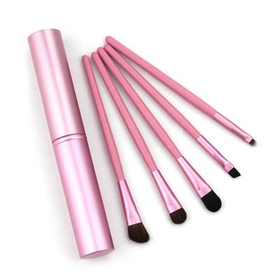 China Angular Blush Mixing Makeup 5Pcs MIni Brush Eyeshadow Set Eyebrow Eyeliner Concealer Pencil Real Bristle Soft Wood Handle Eyeshadow for sale