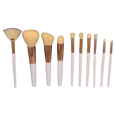 China Angular High Density Seamless Blush Improve Blending Less Product Universal Base Brush Makeup Applicator Make Up Brush Set 10Piece for sale