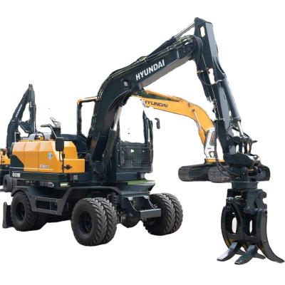 China Hotels 2023 New Hydraulic Excavator Hyundai Wheel Log Grapple Excavator For Grabbing Wood for sale