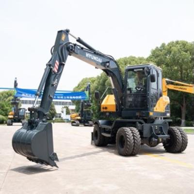 China Building Material Shops Mini construction excavator Hyundai wheel walking mini excavator machine R80WH price for sale