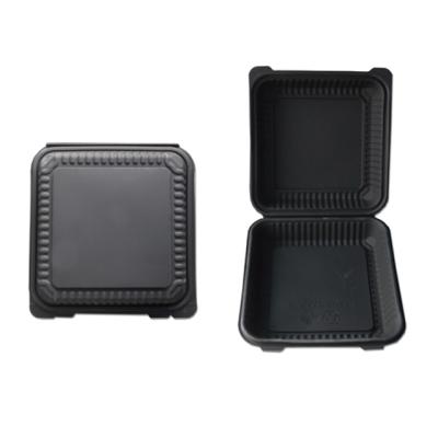 China 9 Inch Biodegradable Food Container Rectangle Microwaveable Box In Black zu verkaufen