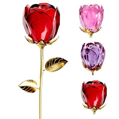 China Hot Selling Good Quality Valentine Day Mothers Day Luxury China Amazon Hot Sale Acrylic Rose Flower with Crystal Vase Valentines Gifts for sale