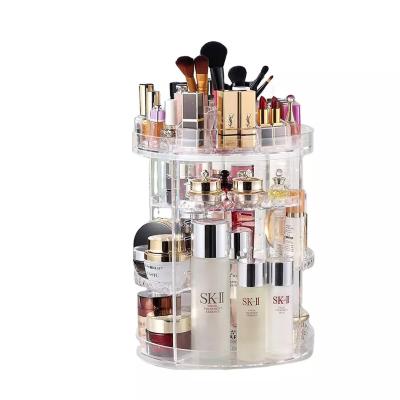 China Large Cosmetic Storage Box 360 Makeup Organizer Clear Transparent Rotating 360 Degree Rotation for sale