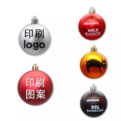 China Christamas Decoration Custom Design Logo Pattern Unbreakable Christmas Balls Ornament Plastic Baubles Seamless for sale