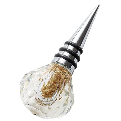 China Universal Stocked Diamond Gold Foil Wine Bottle Stopper Silicone Wine Bottle Sealing Stopper Glass Bottle Sealing for sale