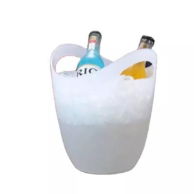 China Sustainable New Design Frosted White Mist Outer Double Handle Ice Bucket Can Be Customized LOGO Acrylic Beer Plastic Ice Bucket for sale