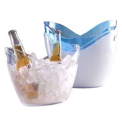 China Viable Wholesale Transparent Bullion Ice Bucket Can Be Customized Logo Multiple Colors Cooler Customized Beer Plastic Acrylic Ice Bucket for sale