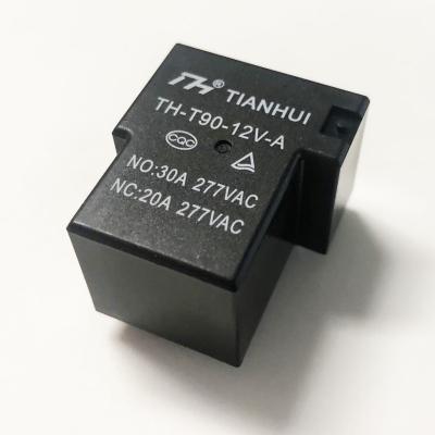 China Tianhui TH-T90-12V-A 4 Pin 20/30amp T Type Sealed Relay 12vdc PCB Relay for sale