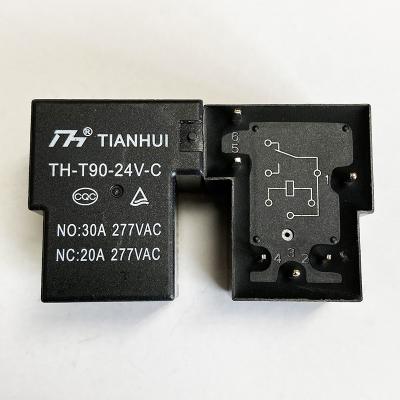 China Tianhui T90-24V-C 6pin PCB Relay 20/30amp 24vdc Sealed Relay for sale