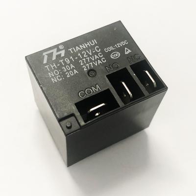 China Tianhui Sealed T91-12V-C 5pin 20/30amp 12vdc Relays PCB Relay for sale