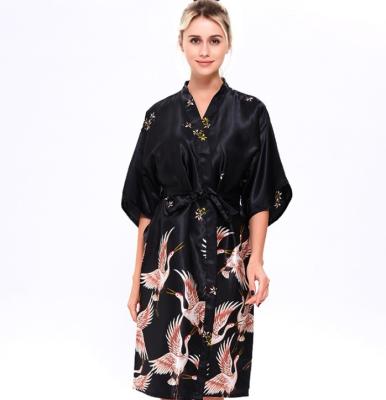 China Summer sexy women QUICK DRY ice silk pajamas nightgown large sleeve bathrobe silk middle simulation bathrobe for sale