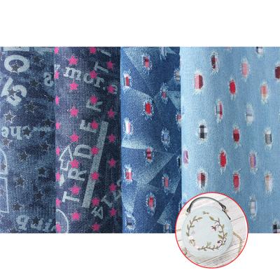 China Abrasion-resistant soft denim fabric printed patchwork material shoes clothes handmade dolls skirt jeans fabric for sale