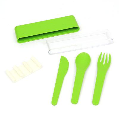 China Sustainable Portable Travel Mini Promotion Gift Chopstick Spoon Fork Eco-friendly Plastic Wheat Starch Cutlery Set for sale