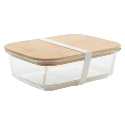 China Freshness Preservation Rectangle 700Ml Glass Food Container With Bamboo Lid Glass Lunch Box for sale