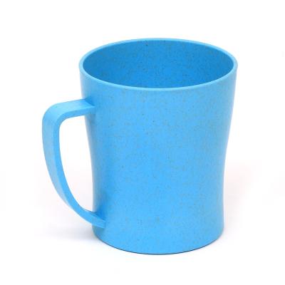 China New Product Exquisite Wheat Straw Plastic Stackable Mug With Disposable Handle Plastic Cups For Drinking for sale