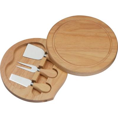 China Sustainable Bamboo Cheese Board Set Sound Bamboo Around Shape Bamboo Cutting Board With Groove for sale