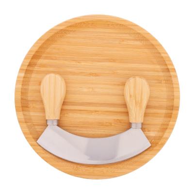 China Sustainable Bamboo Cutting Board Set Around Large Charcuterie Board Set Bamboo Cheese Cutting Board With Knives for sale