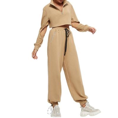 China Anti-pilling 2022 Spring And Autumn New Sport Casual Tracksuit With Long Pocket Sleeves For Women for sale