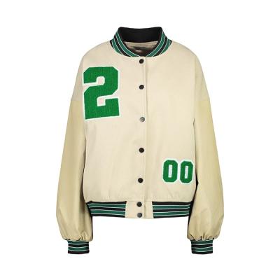 China 2020 New Women's Bomber Jacket Vintage Long Sleeve Harajuku Baseball Oversize Coat Embroidery Loose Top Spring Autumn Autumn for sale