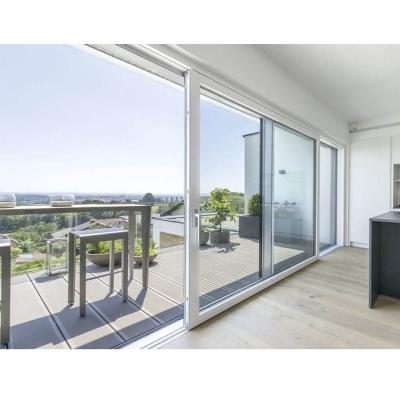 China sound insulation villa house patio exterior aluminum glass sliding doors with 4 panels and latest design for sale