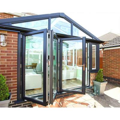 China Exterior Sound Insulation Aluminum Patio Glass Shop Bifold Doors With Double Glazing for sale