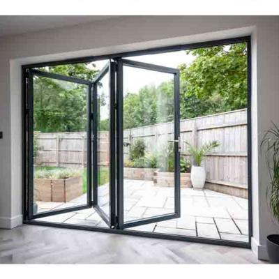 China Sound Insulation Customized Waterproof Exterior Heavy Aluminum Bi Folding Door With Glass for sale