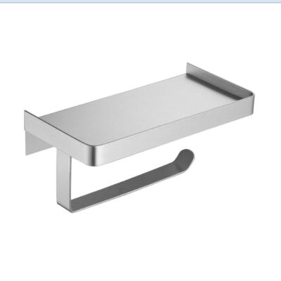 China 2021 Modern hot sale modern design 304stainless steel brushed outdoor toilet paper holder with shelf for sale