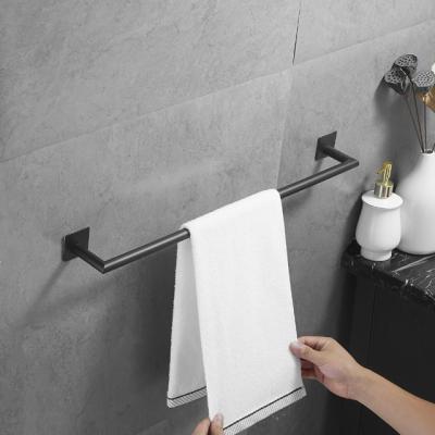 China Modern Punch Free Black Painted 60cm Stainless Steel Bathroom Self Adhesive Towel Rack for sale