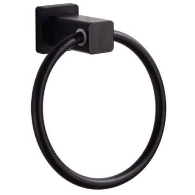 China New Design Modern Bestselling Space Bathroom Aluminum Black Round Towel Ring for sale