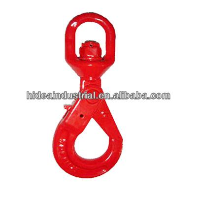 China Alloy Steel G80 European Type Swivel Hook Safety Self-Locking Hook for sale