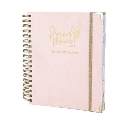 China Pink Gold Foil Spiral Hardcover Notebook Printing Journal Diary Notebook Wedding Planner for sale