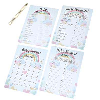 China 4c Offset Printing 100 Pcs Baby Shower Games Cards Bingo Guess Who Is Right Word Scramble for sale