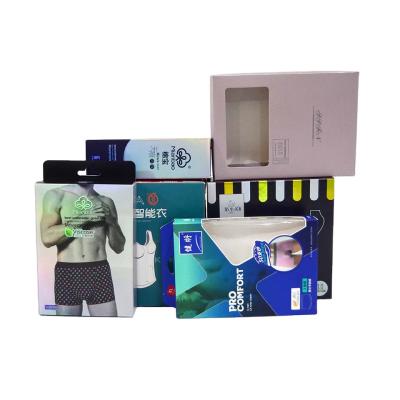 China Custom Logo Cardboard Men Underwear Underpants Paper Retail Packaging Hanging Box with Clear Window for sale