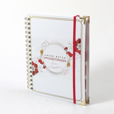 China Planificador de bodas en espiral de papel de oro para A5 Floral Wedding Guest Book Organizer en venta