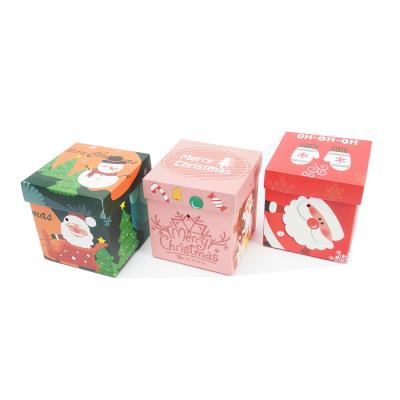 China Custom Xmas Santa Snowman Printed Small Gift Packaging Christmas Gift Candy Boxes With Lid for sale