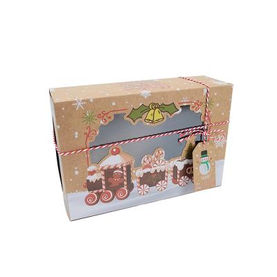 China Christmas Cookie Boxes with Clear Lid Window Customized Die Cut Bakery Cup Cake Box for sale