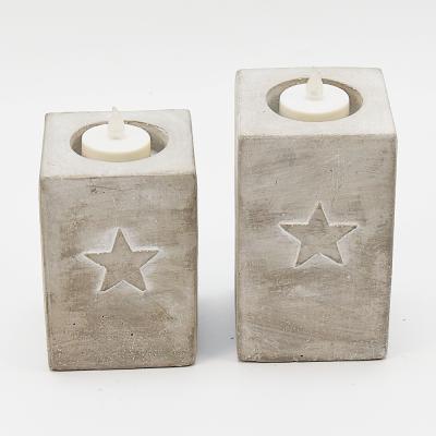 China Home Tea Home Rectangular Base Multi-Size Cement Decoration Cement Starlight Post Candle Holder Custom Made Candle Holder for sale