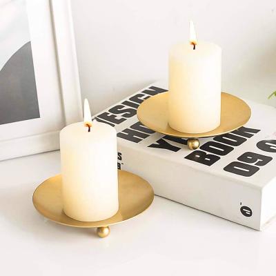 China Home Decoration Candlestick Metal Iron Black Thin Layer Gold Candle Holders Set Custom Color Pillar Candle Holders Candle Dishes for sale