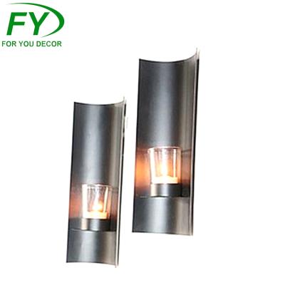 China CH-31697 Home Decoration Set Of 2 Wall Sconce Metal Candle Holder With Clear Glass Cup Home Decoration for sale