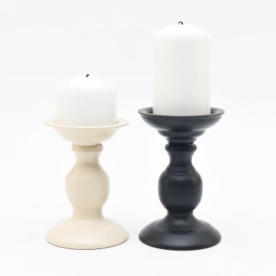 China Home Decoration Candle Dining Table Wedding Candle Holder 2 Multi Type Sizes High Grade White Metal Black And Milky Candle Holders for sale