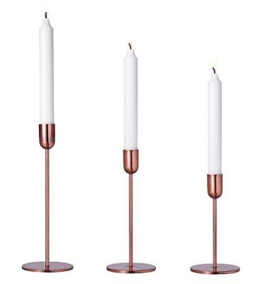 China Eco-friendly Customized Design Table Top Dinner Rose Gold Copper Candlestick Holder for sale