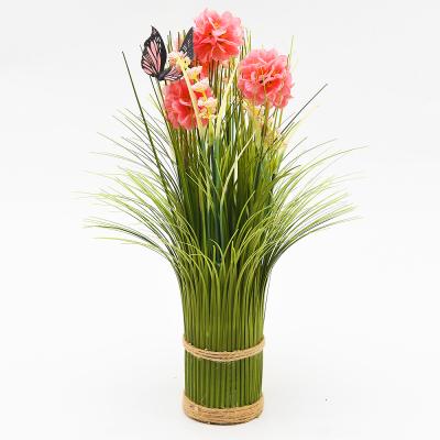 China Minimalist straw strings are tied with butterflies and decorated with plastic plants and artificial flowers bonsai trees to wedding festival for sale