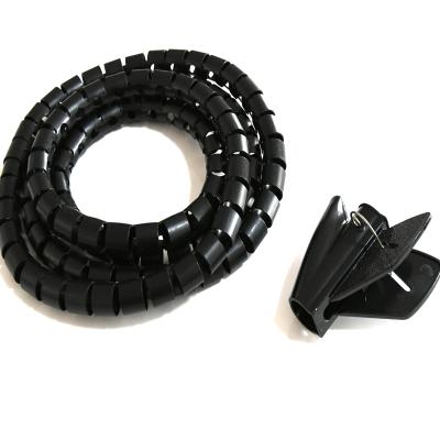 China Heat Insulation Safety Protection Cable Sleeves Spiral Wrap Tape Black And White Spiral Wrapping Tape for sale