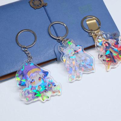 China Promotion Gift Custom Printed Acrylic Charms Acrylic Key Chain / Acrylic Hologram Charm Key Chain for sale