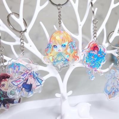 China Promotion Gift Custom Anime Charm Bilateral Printed Acrylic Key Chain With Glitter Hologram for sale