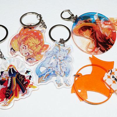 China Promotion Gift Double Sided Key Chain Laser Cut Anime Holographic Holo Rainbow Glitter Epoxy Clear Custom Acrylic Charm for sale