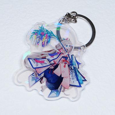 China Promotion Gift Make Your Own Acrylic Key Chain With Anime / Holographic Charms Clear Acrylic Custom Printed Transparent Hologram Key Chain for sale