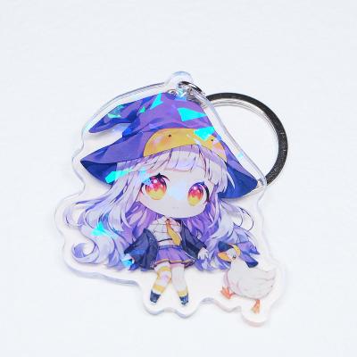 China Promotion Gift Printed Plastic Key Chain Customized To Make Acrylic Key Chain With Glitter Epoxy Hologram for sale