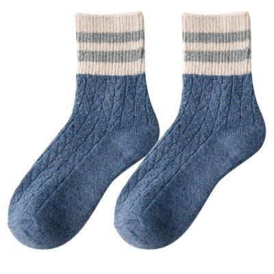 China Sustainable Custom Multicolor Design Thick Socks Warm Knitted Cotton Winter Socks Fashion Women Socks for sale